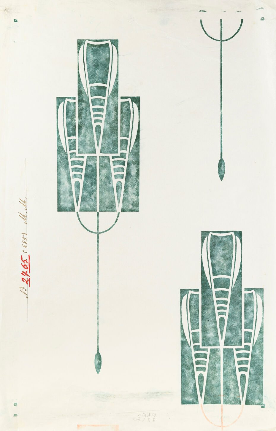Ил. 1. Эскиз рисунка для ткани. Й. Хоффман (?). Венские мастерские. 1908. Из архива фабрики Ш. Штейнера (?), Франция. Бумага, акварель. 52 × 34,5 см. Частное собрание, Санкт-­Петербург