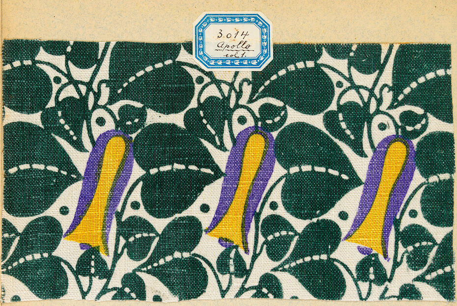 Ил. 12. Образец ткани «Аполлон». Й. Хоффман. Венские мастерские. 1911. Производилась на фабрике Ш. Штейнера (?), Франция. Лен, набойка. 14 × 24,4 см. Частное собрание, Санкт-­Петербург