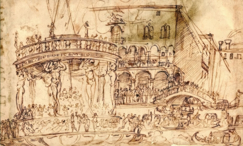 Ил. 5. Неизвестный художник. Театр Мира. 1564 (?). Перо, бумага. 20,3 × 32,3 см. Британский музей, Лондон