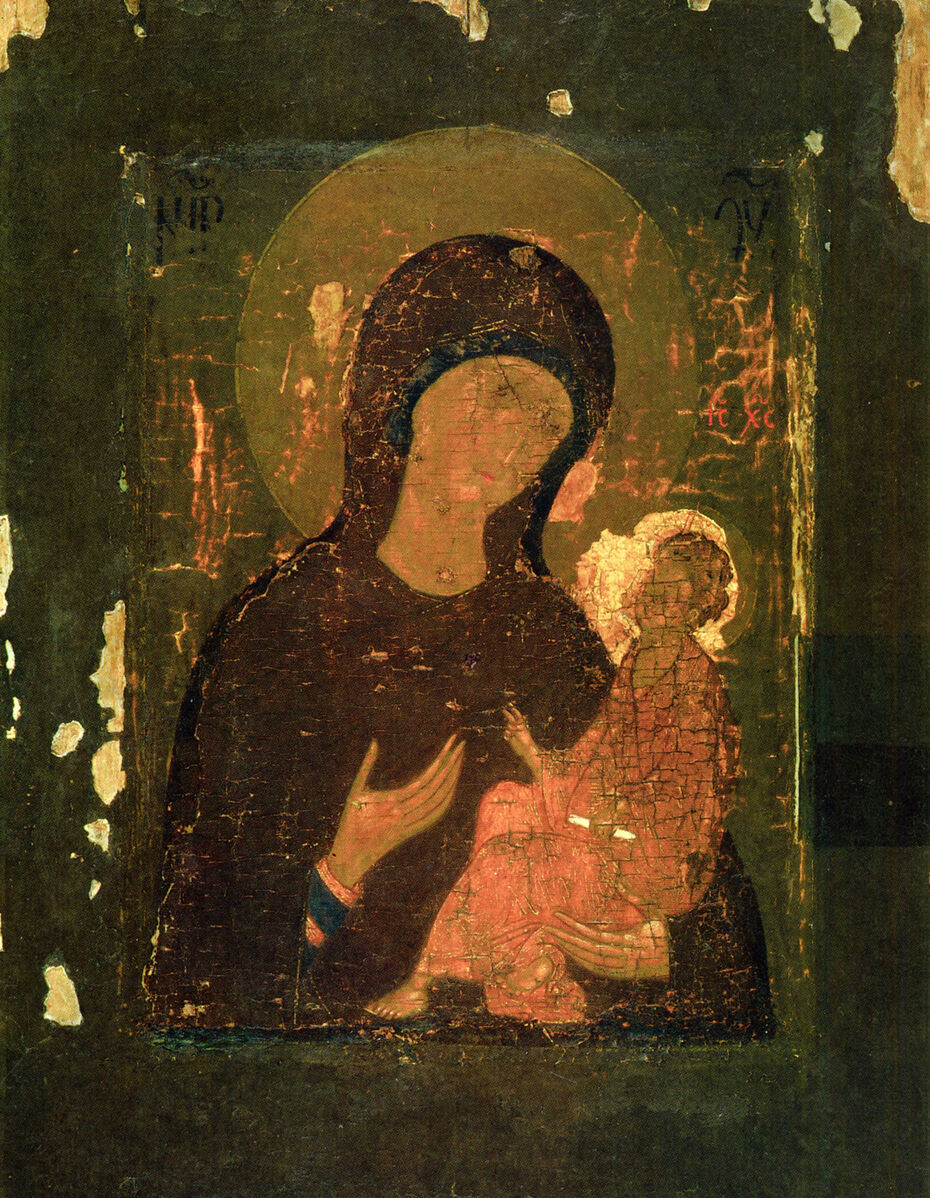 Ил. 7. Богоматерь Тихвинская. Вторая четв. XV в. (1430-е). Москва. Икона. Дерево, темпера. 37 × 29. Благовещенский собор Московского Кремля