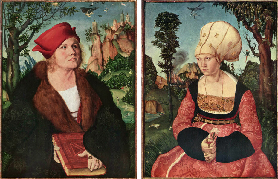 Ил. 1. Лукас Кранах Старший. Портрет Иоганна Куспиниана. Ок. 1502. Дерево, масло. 60 × 45. Коллекция Оскара Райнхарта, Винтертур // Ил. 2. Лукас Кранах Старший. Портрет Анны Куспиниан. Ок. 1502. Дерево, масло. 60,1 × 45,5. Коллекция Оскара Райнхарта, Винтертур