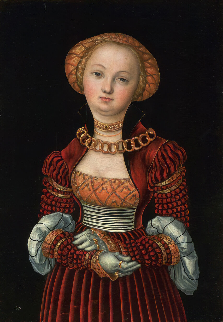 Ил. 26. Лукас Кранах Старший и мастерская. Женский портрет. 1525–1527. Дерево, масло. 35,9 × 25,1. Национальная галерея, Лондон