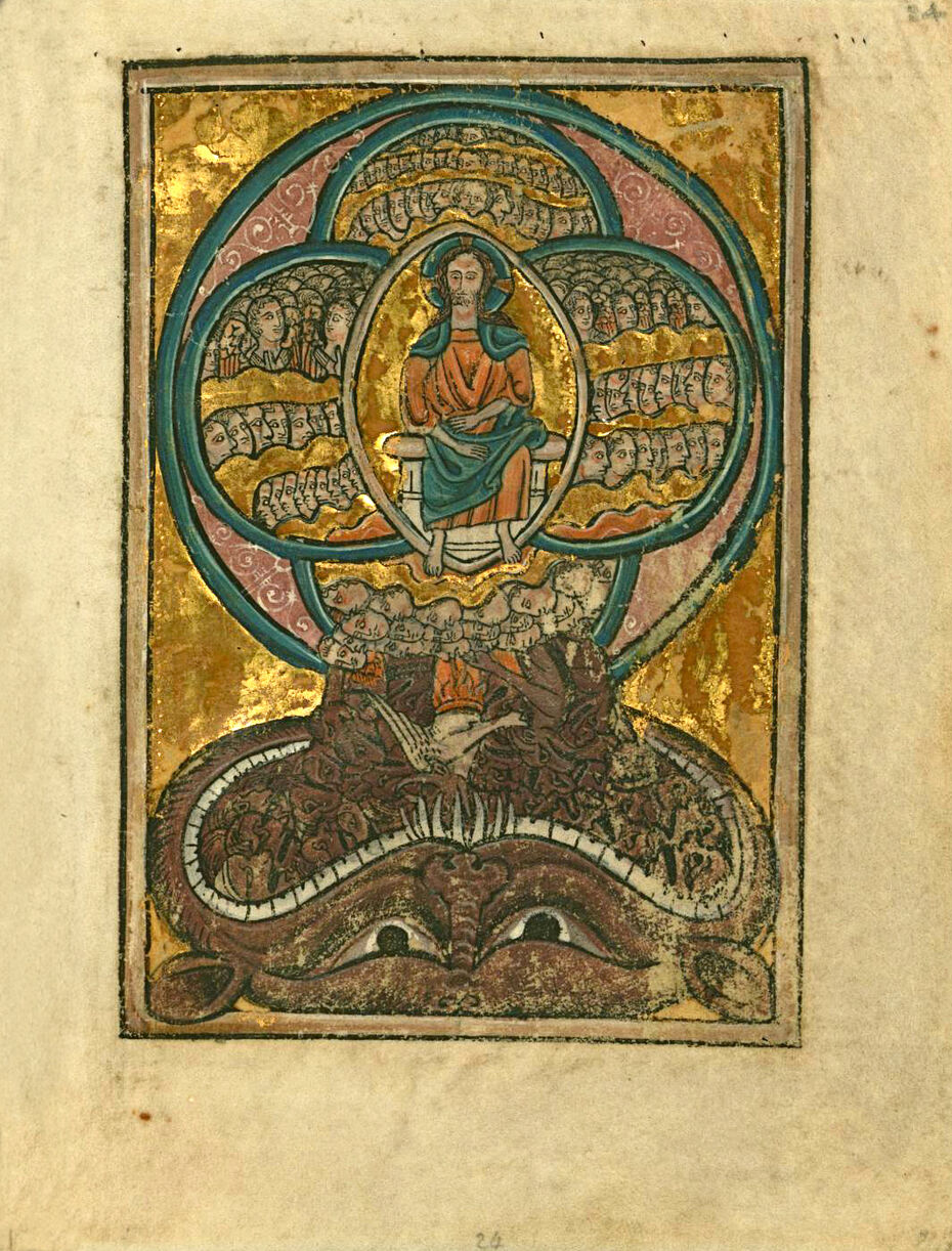 Ил. 8. Мастерская Уильяма де Брайля. Падение Ангелов. Ок. 1250. Псалтирь (?). Пергамен. 13,2 × 9,5. Оксфорд. Художественный музей Уолтерса