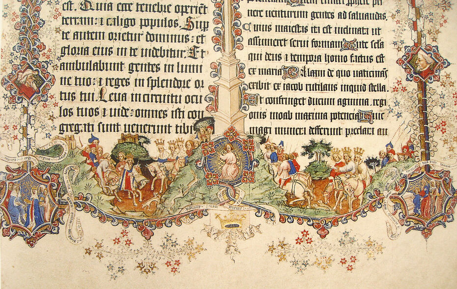 Ил. 27. История волхвов. 1399–1407. Шерборнский миссал. Пергамен. 53,5 × 38. Англия. Британская библиотека, Лондон
